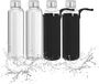 Relaxdays Glazen Waterfles - Set van 4 - 500 ml - Anti-lek - Met Hoesje