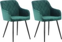 CLP Shila Set van 2 eetkamerstoelen - groen Fluweel