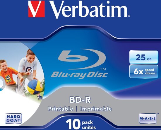 Verbatim BD-R SL 25GB 6x Printable 10 Pack Jewel Case BD-R 25GB 10stuk s