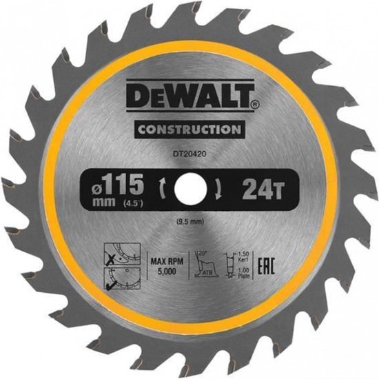 DeWalt DeWalt DT20420-QZ cirkelzaagblad 115x10x1,65mm 24t