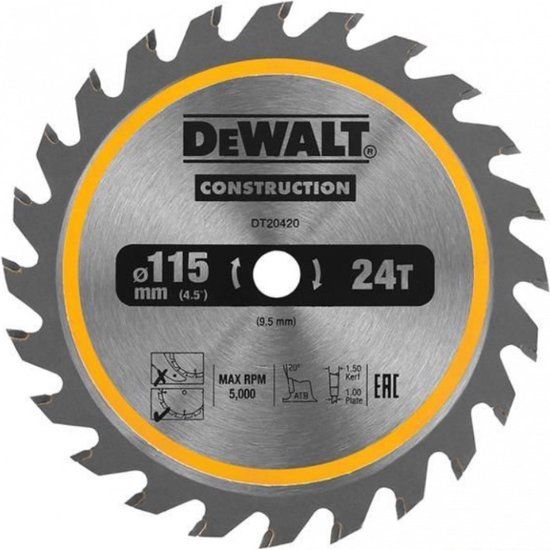 DeWALT Cirkelzaagblad voor Hout - 115mm - 24T - DT20420-QZ