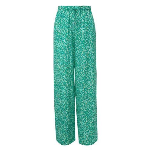 comma casual identity high waist relaxed broek met all over print groen/blauw