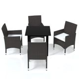 VidaXL 5-delige Tuinset met kussens poly rattan bruin