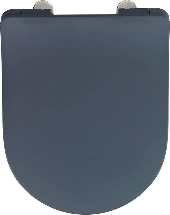 Wenko Sedilo WC-bril met valrem, snelle installatie, afneembaar voor eenvoudig onderhoud, wandkussen, zitting tot 300 kg, Duroplastisch, 36,2 x 45,2 cm, mat grijs