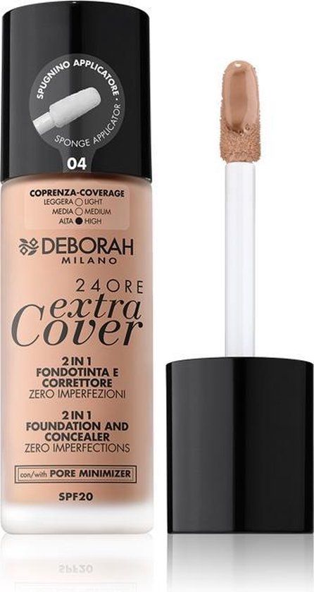 Deborah Milano 24Ore Extra Cover Foundation - 04 Amber - 30ml