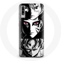 Maniacase Case voor Samsung Galaxy A70 Sangoku Naruto Luffy één stuk Dragon Ball Z zwart-wit achtergrond anime manga