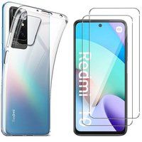 Phonillico® Silicone Case for Xiaomi REDMI 10 4G and 2 Tempered Glass Screen Protectors