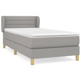 vidaXL Boxspringbed met matras, lichtgrijs, 90x200 cm, gestoffeerd