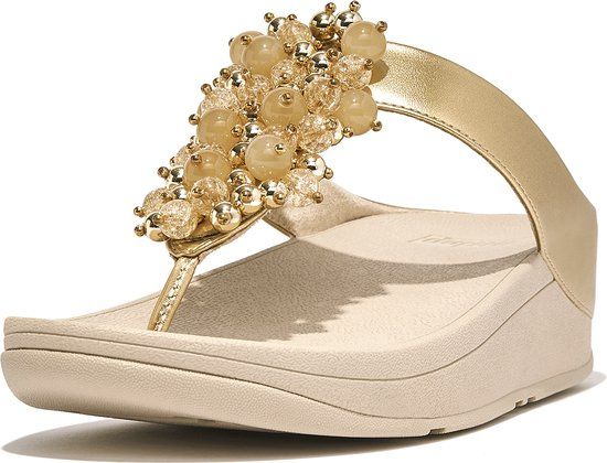 FitFlop Fino Bauble-Bead Toe-Post Sandals GOUD - Maat 40 - Dames