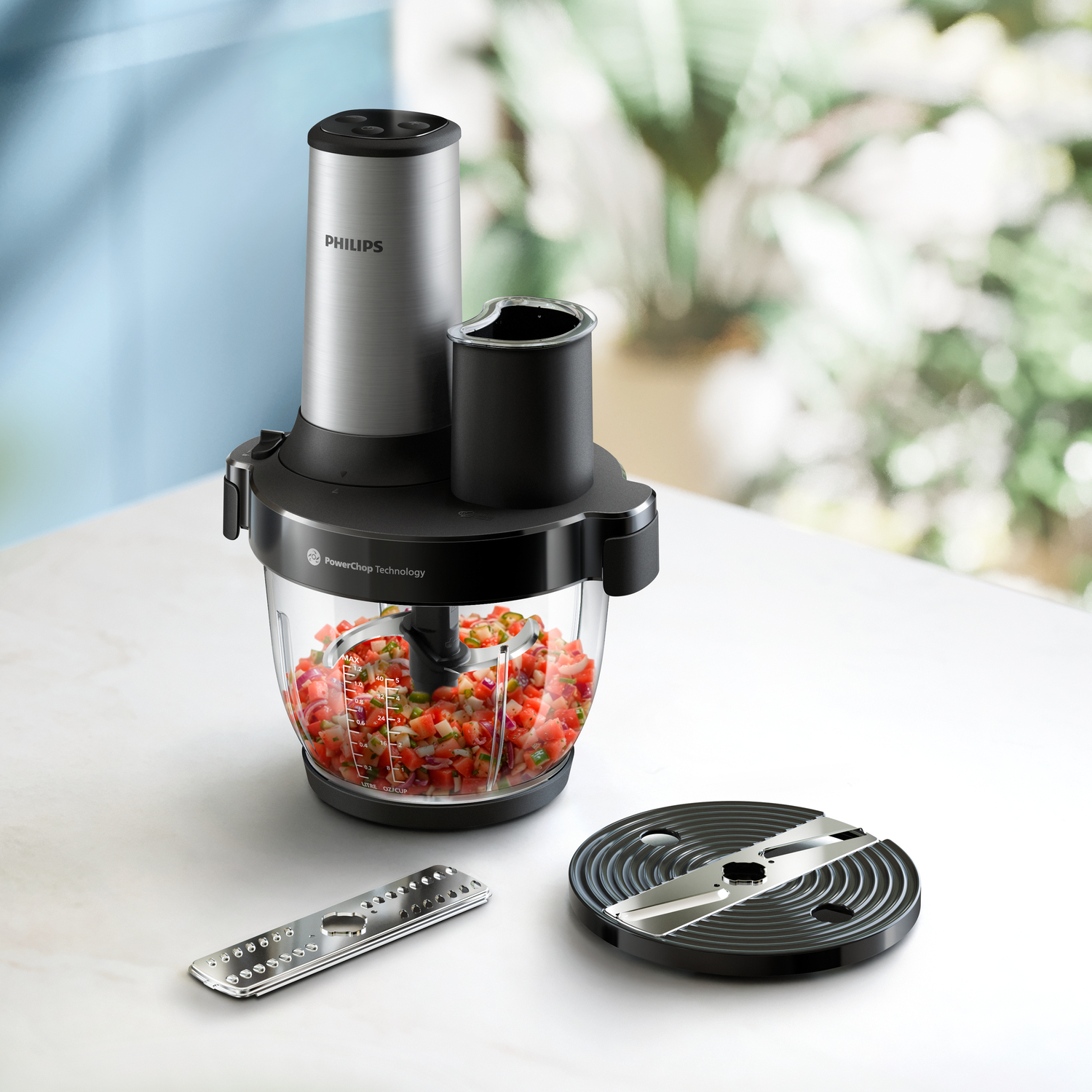 Philips 5000 series HR1504/00 Electric Food Chopper 1.2L Black, Stainless Steel