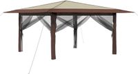 vidaXL Gazebo met 4 Zijwanden 4 x 4 m Crème en bruin