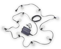 REALITY MOOD - Lichtsnoer - Zwart mat - incl. 10x E12 0,5 W - Afstandsbediening - Schemersensor - USB-aansluiting - Helderheid instelbaar - Geheugenfunctie - Oplaadbaar - Zonne-energie - Timer - Hybrid Solar - Buitenverlichting - IP44