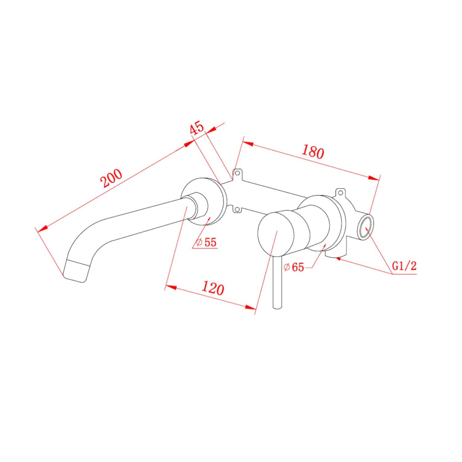 Boss & Wessing Inbouw wastafelkraan bws koper eenhendel geborsteld koper (inclusief inbouwdeel)