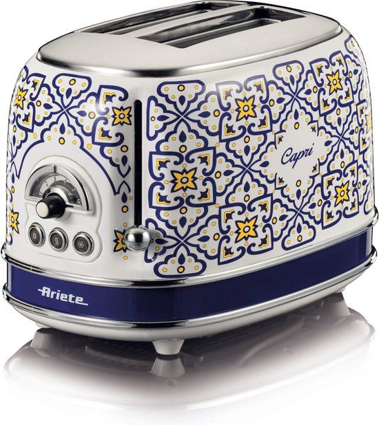 Ariete Capri 0155/1C Broodrooster - 2 sneden - 6 standen - 810 Watt - Blauw/Wit