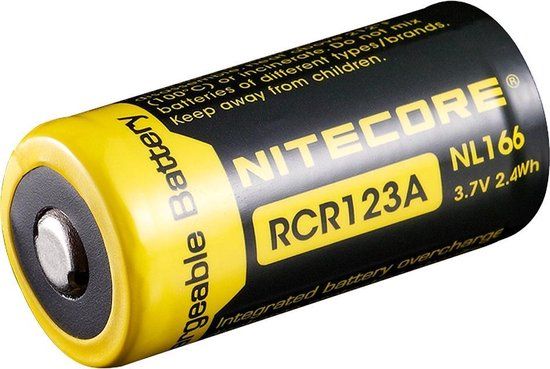 Nitecore NL166 - RCR123A Li-ion Battery - 650mAh - 3.7V