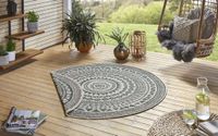 Northrugs Rond buiten vloerkleed omkeerbaar Coron - groen/crème 140 cm