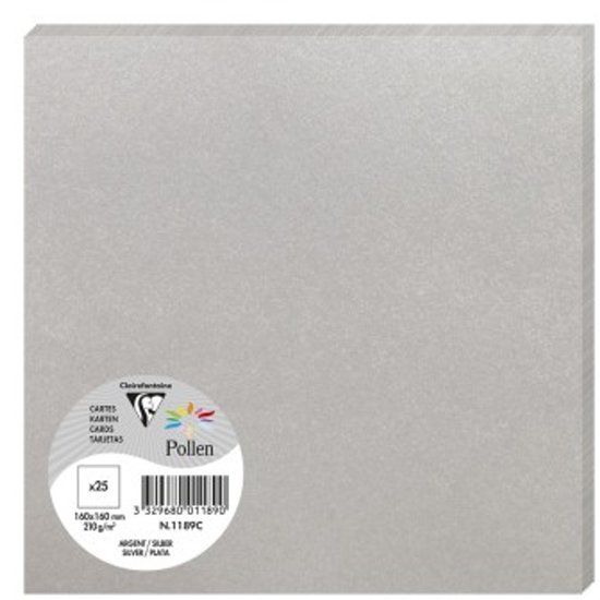 Clairefontaine Pollen Simple Cards - Zilver - 160 x 160 mm 25 kaart(en) ansichtkaarten