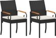 vidaXL Tuinstoelen 2 st Zwart en Crème Wit Poly Rattan en Acacia