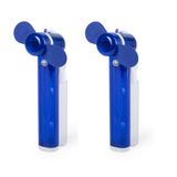 Merkloos / Sans marque Set van 4x stuks zak ventilator/waaier blauw met water verstuiver - Mini hand ventilators van 16 cm