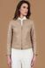 D'Arienzo Veste cuir sable col rond effet lisse, Taille XL, Couleur Beige