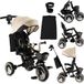 MoMi IVI Driewieler met Duwstang - Omkeerbare Zitting - Opvouwbaar - Beige