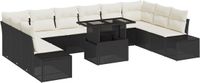 vidaXL - Tuinbank - Set - 11 - st - Zwart - poly - rattan