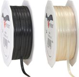 Merkloos / Sans marque Cadeaulint/sierlint pakket - zwart/creme wit - 3 mm x 50 meter - Hobby/decoratie/knutselen