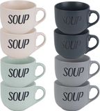 Cosy & Trendy Soepbekers/soepkommen - set 12x stuks - 11 x 8 cm - 510 ml - keramiek - mix kleuren