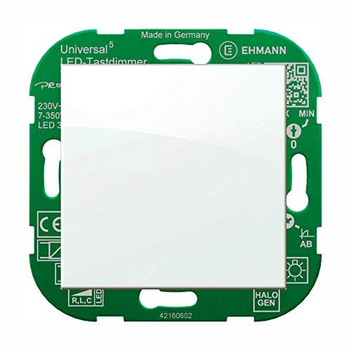 EHMANN 5592x0000 T55.20 universele dimmer met ISO-Gate technologie, inbouw-toetsdimmer, dimprincipe vrij te kiezen, vermogen: LED 3-140 W, 7-350 W/VA, incl. schakelprogramma-adapter