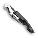 LACOR, 63044 Luxe server kurkentrekker, roestvrij staal, kurkentrekker, flesopener en kort capsulemes, flesopener en bier, 3-in-1, zwart