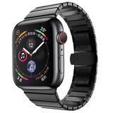 Wigento Apple Watch Series Ultra 1 + 2 49mm, 9, 8, 7, 45 / 6 SE, 5, 4, 44 / 3, 2, 1, 42mm. Stijlvolle, zwarte stalen vervangende band voor smartwatch. Nieuw