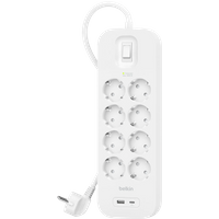 Belkin SRB003vf2M-V2, 900 J, 8 AC-uitgang(en), Type F, Type E, Wit, 2 m