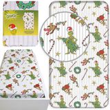 sarcia.eu Grinch Kerst hoeslaken voor kinderen, katoenen hoeslaken met elastiek 100% KATOEN 90x200cm+25cm, OEKO-TEX
