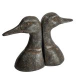 Creative Co-Op Decoratieve Distressed Cast Metal Duck Head boekensteunen, zwart, set van 2