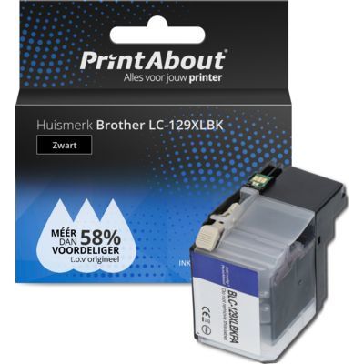 PrintAbout LC-129XLBK Zwart | Hoge capaciteit | Compatibel met Brother
