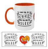 Close Up Grappige Fun Mok - Why Fall in Love - Fuchs - witte premium koffiemok, handvat & binnenkant oranje - 320 ml