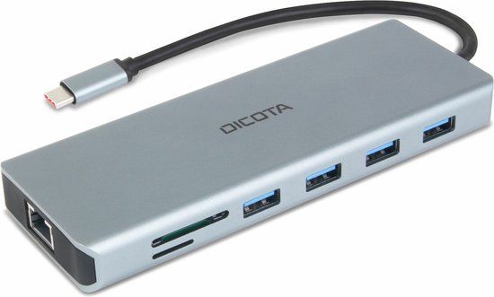 DICOTA D32065 USB-C 13-in-1 Docking Station 4K HDMI/DP PD 100W Zilver