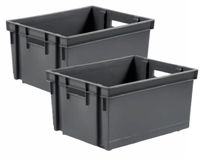 EDA Krat stapelbaar - 2x - kunststof - 10 Litres - L32 x B26 x H18 cm - gris