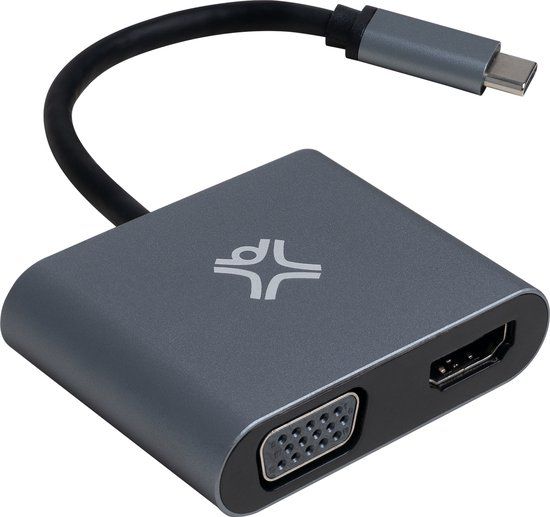Xtrememac USB-C naar HDMI/VGA adapter - 60 Hz - 1920x1080p - Full HD - Grijs