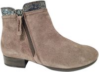 Gabor - Dames - Enkellaarsjes - Suède - Blokhak - Ritssluiting - Beige - Maat 40