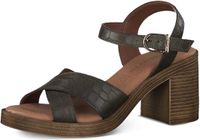 Tamaris - Dames Sandalen met hak - Groen - Leer - Blokhak - Maat 38