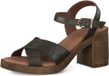 Tamaris - Dames Sandalen met hak - Groen - Leer - Blokhak - Maat 38