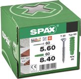 SPAX pluggen type SD 8 x 40 mm + SPAX universele schroef, 5 x 60 mm, verzonken kop, deeldraad, T-STAR plus T20, WIROX, 60 + 60 stuks
