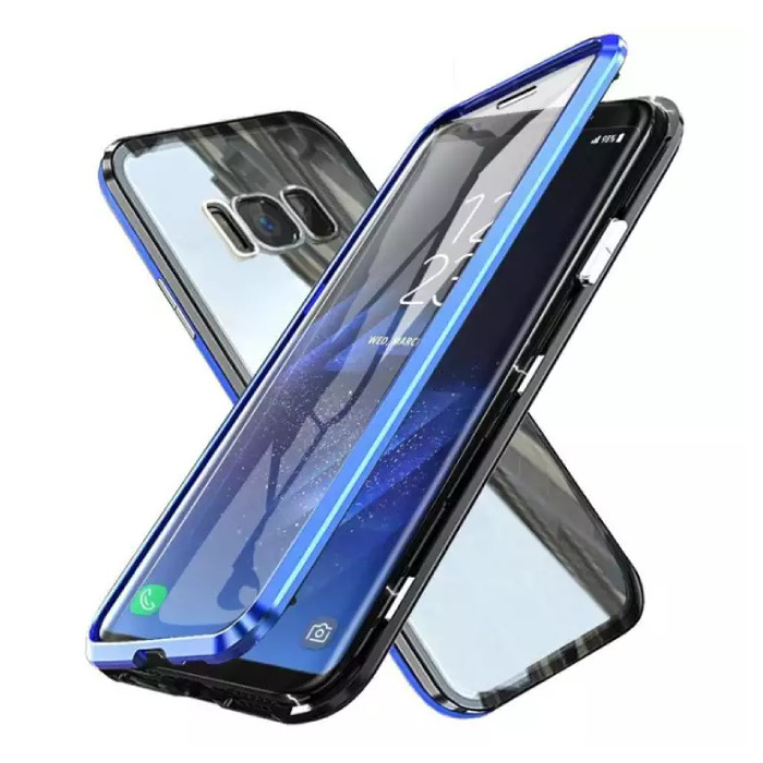 Stuff Certified Samsung Galaxy S8 Plus Magnetisch 360° Hoesje met Tempered Glass - Full Body Cover Hoesje + Screenprotector Blauw