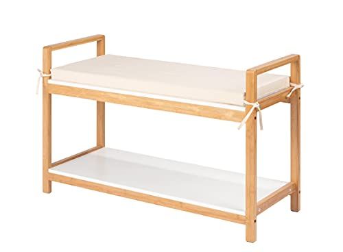 WENKO Acina schoenenbank met zitkussen - 90 x 45 x 34 cm - bruin