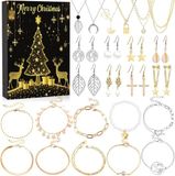Merkloos / Sans marque Stroom Commerce B.V. Sieraden Adventskalender 2025 - 24-daagse gouden en zilveren sieraden Adventskalender - Inclusief oorbellen - Perfecte kerstaftelling, sieradencadeau voor vrouwen en meisjes
