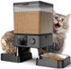 oneisall 5 liter voederautomaat voor katten, 2 bakken, kattenvoerautomaat met één knop, eenvoudige bediening, voederverdeler voor katten/honden, met roestvrijstalen kom, voicerecorder