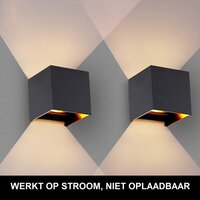 Luminize Wandlamp - 2 stuks - Zwart - Binnen & Buiten - LED - 12W - 10x10cm