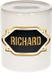 Bellatio Decorations Shoppartners Bv Spaarpot met voornaam Richard - wit - met goud/zwart embleem - 8 x 9 cm - keramiek - met afsluitdop - cadeau verjaardag