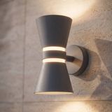 Lucande Meravi LED buiten wandlamp anthracite 2-lampes IP44 aluminium